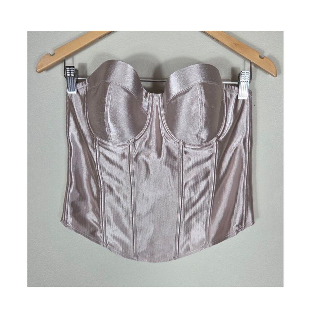 Fine Lines Tan Satin Bridal Strapless Corset Bra Size 38B